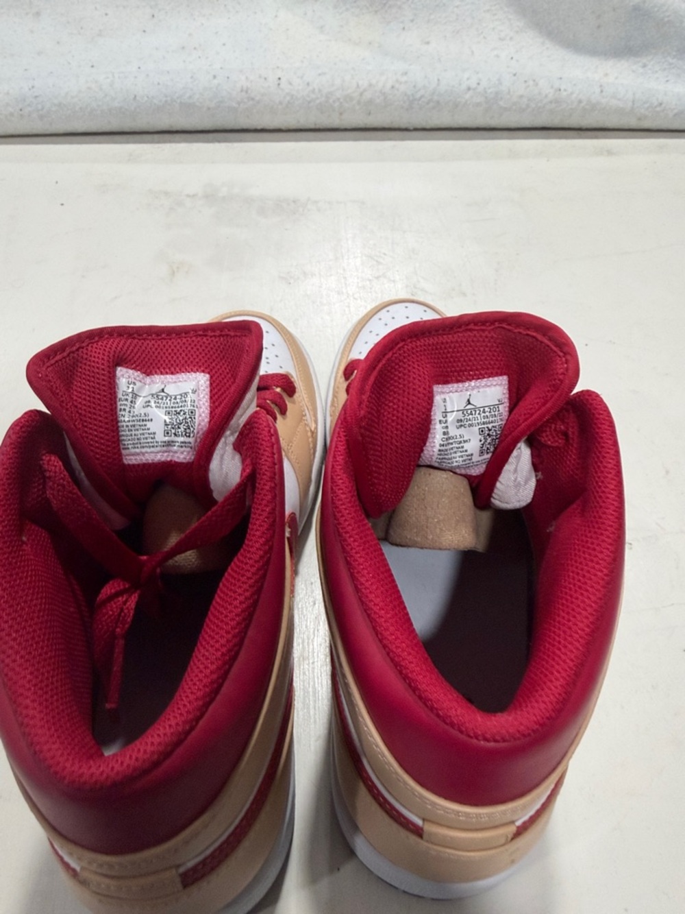 Nike Mid-Top Sneakers in White, Tan & Red - Picture 3 of 5